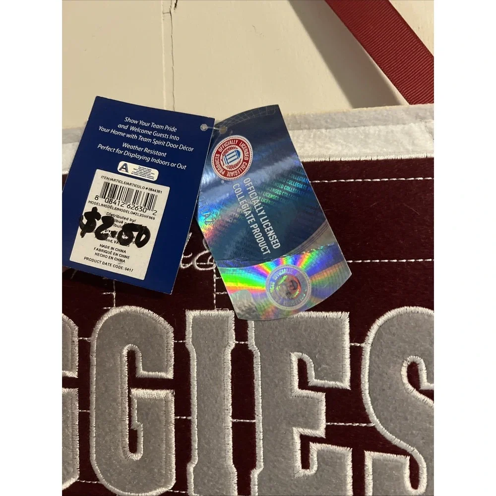 NCAA Team Spirit Sports Door Decor A&M Texas Aggies Maroon And Gray NWT Football